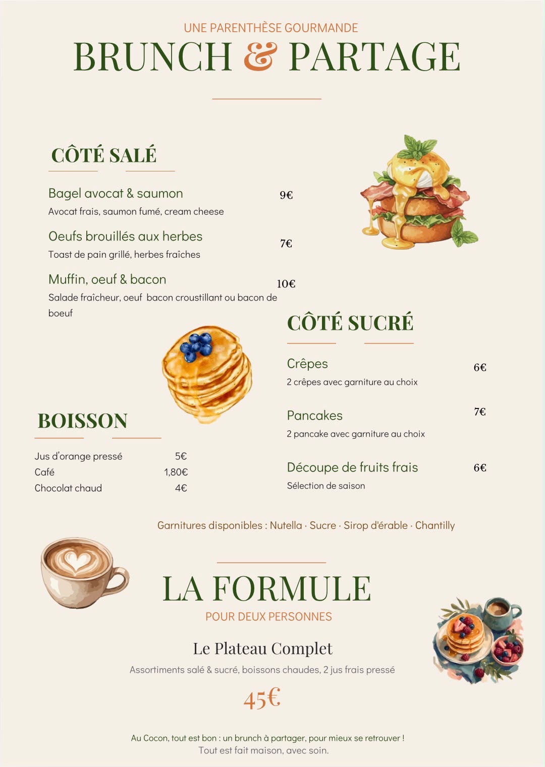Brunch (sur réservation uniquement )